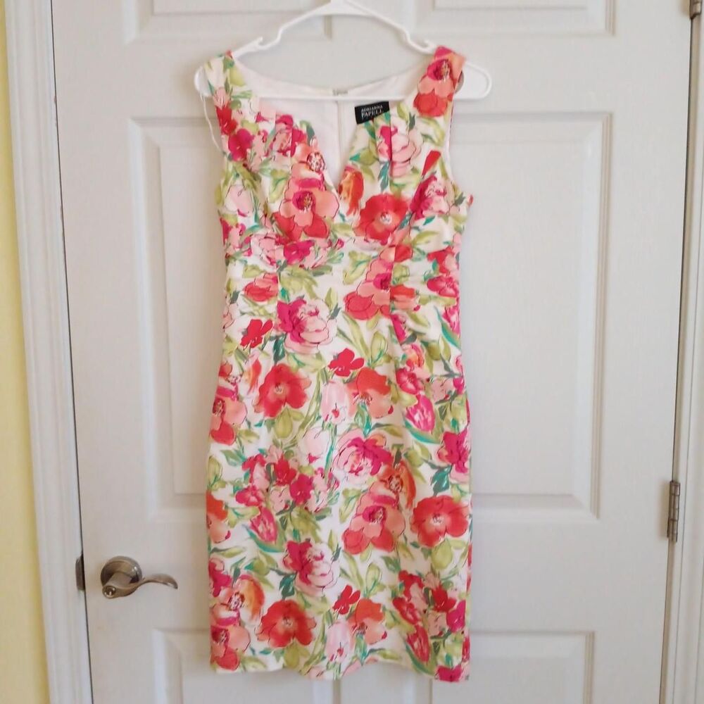 Adrianna Papell Petite floral watercolor sheath dress 6P